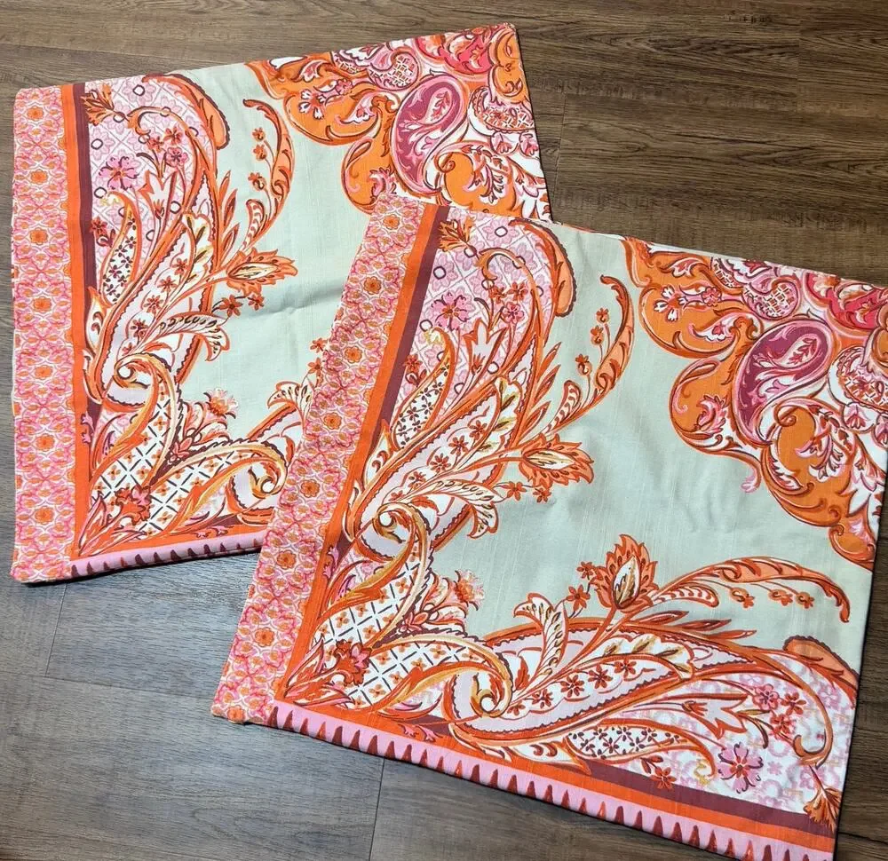 2 Pottery Barn Olympia Paisley Linen Square Pillow Cover 24